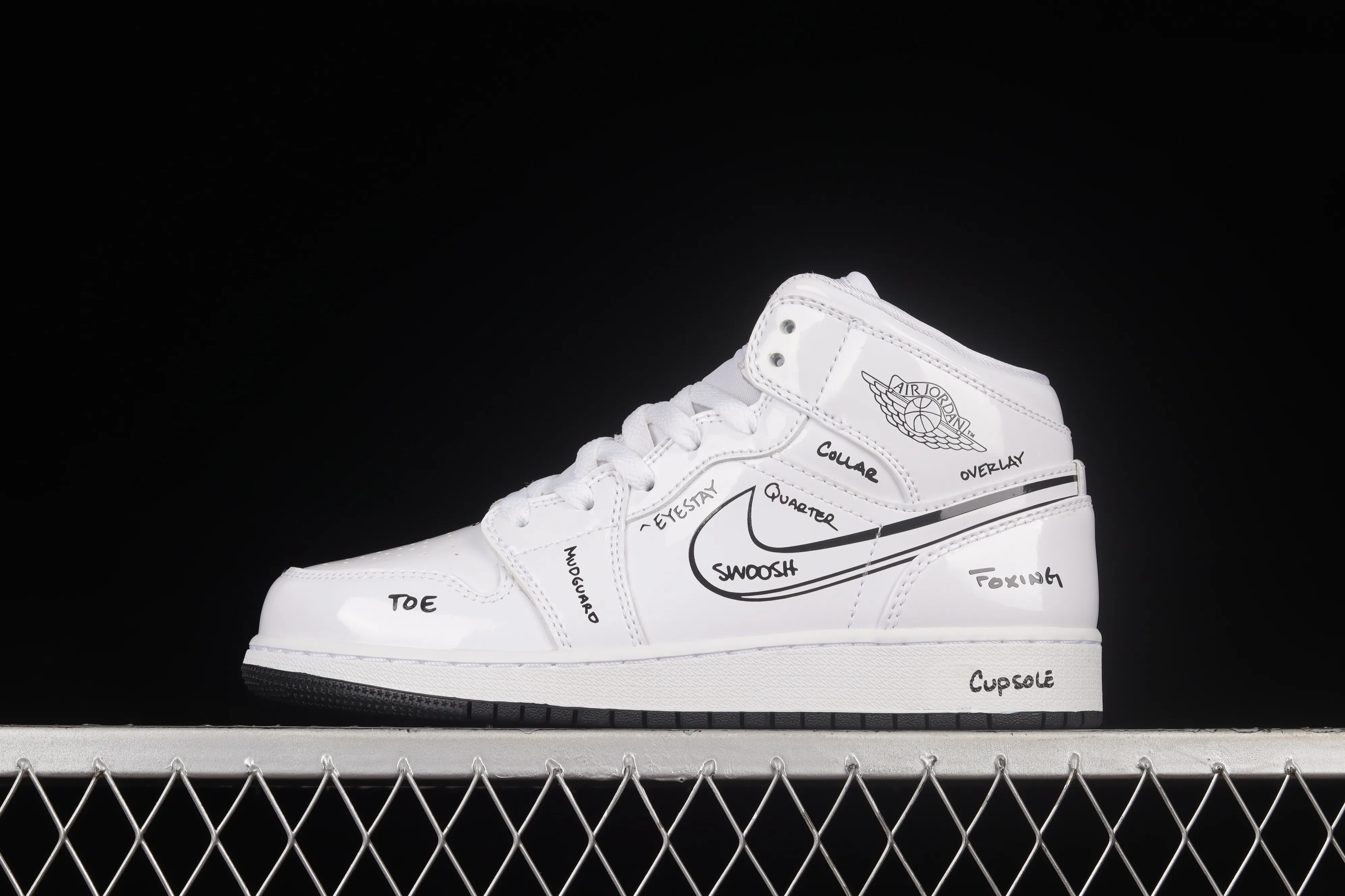 All categories Air Jordan Jordan series basketball shoes Air Jordan 1 Mid G version pure original Air Jordan 1 Mid GS "Schematic" AJ1 Joe 1 white graffiti Zhongbang basketball shoes DQ1864-100